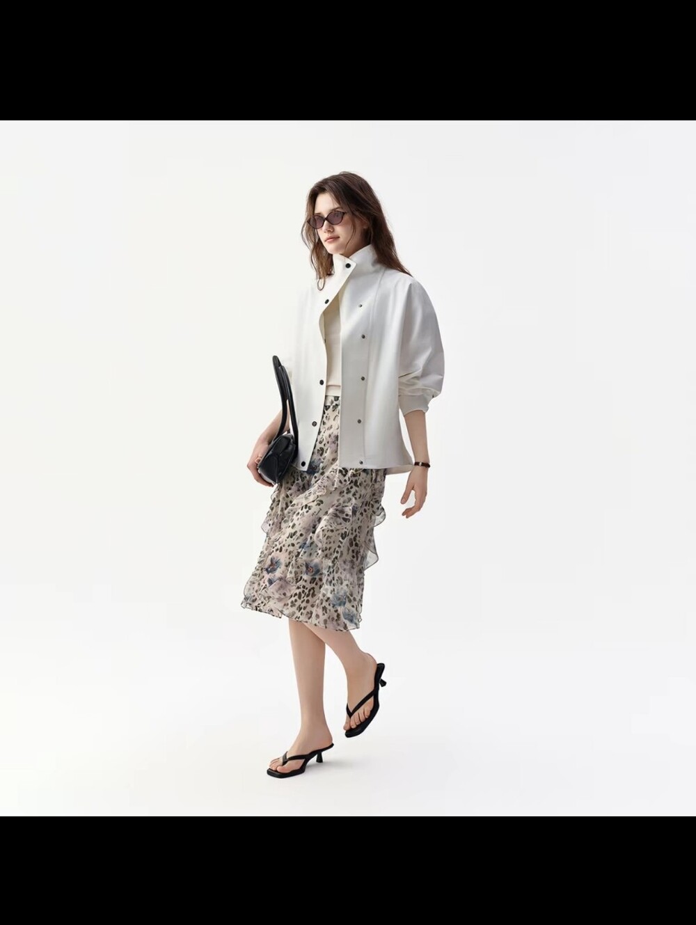 High-Collar Button-Front Jacket - Picture 6 of 7
